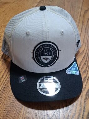 BALTIMORE RAVENS CAP Hat Mens BLACK CREME CREAM Snapback Adjustable NEW ADULT